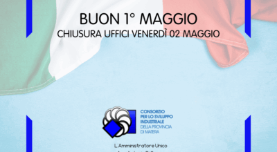 Chiusura degli uffici il 2 Maggio e auguri per la Festa del Lavoro
