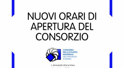 Nuovi orari di apertura del Consorzio Industriale di Matera